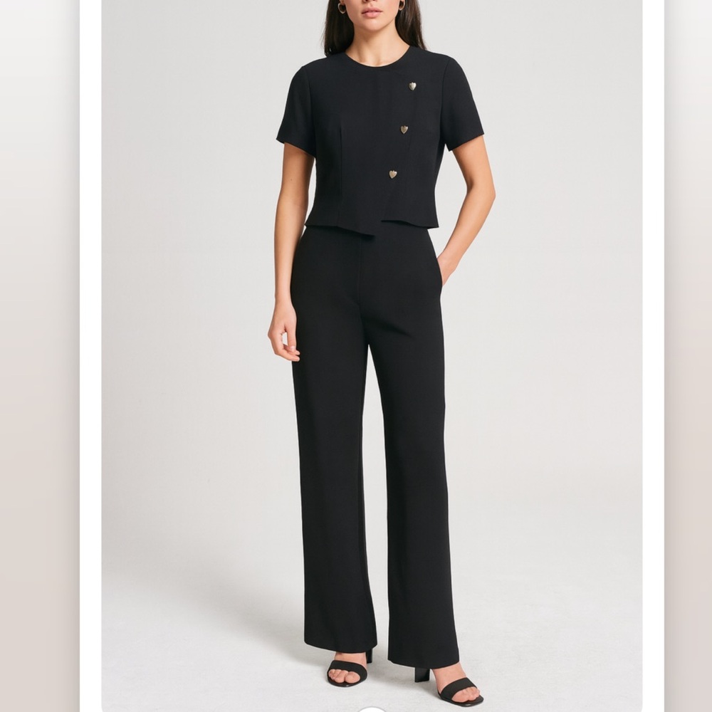 Vintage Black Jumpsuit Heart Button Evan Picone Size 6